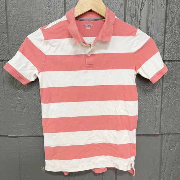 Boy’s Old Navy striped coral and white striped polo shirt - Picture 5 of 5